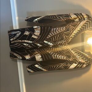 Express Black and Gold Long Sleeve Dress